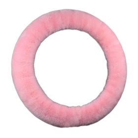 Pink Fluffy Steering Wheel Cover Warm Winter Plush Car Wheel Protector Universal Car Accessories for Women - Default