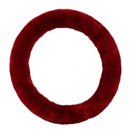 Wine Red Fluffy Steering Wheel Cover Warm Winter Plush Car Wheel Protector Universal Car Accessories for Women - Default