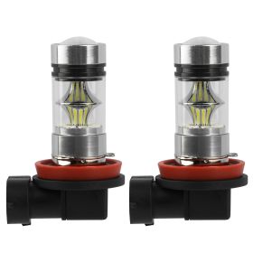 2PCS 1000lm 100W H8/H9/H11 LED Fog DRL Light Bulb IP65 Water-Resistant 360 Degree Beam Angle 6000K White - Black