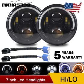 2X 7Inch DOT LED Top Halo Headlights Hi/Lo DRL For Jeep Wrangler JK TJ LJ  VW Beetle Classic DOT - HD-2P60WBK-TOPHALO